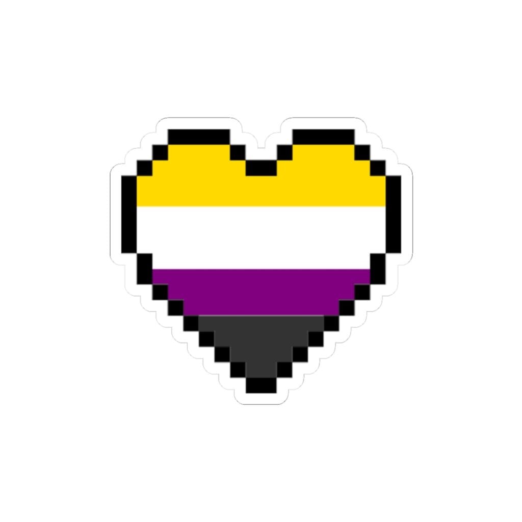 Non-binary Pride - Pixel Heart Sticker