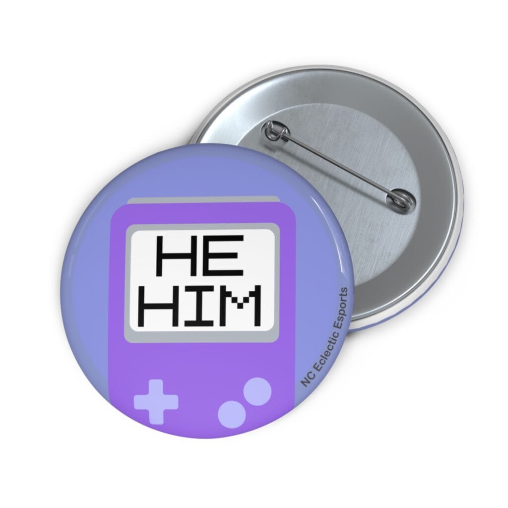 Gamer Pronoun Button - He/Him - Purple