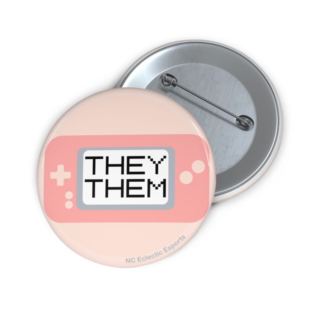 Gamer Pronoun Button - They/Them - Pink
