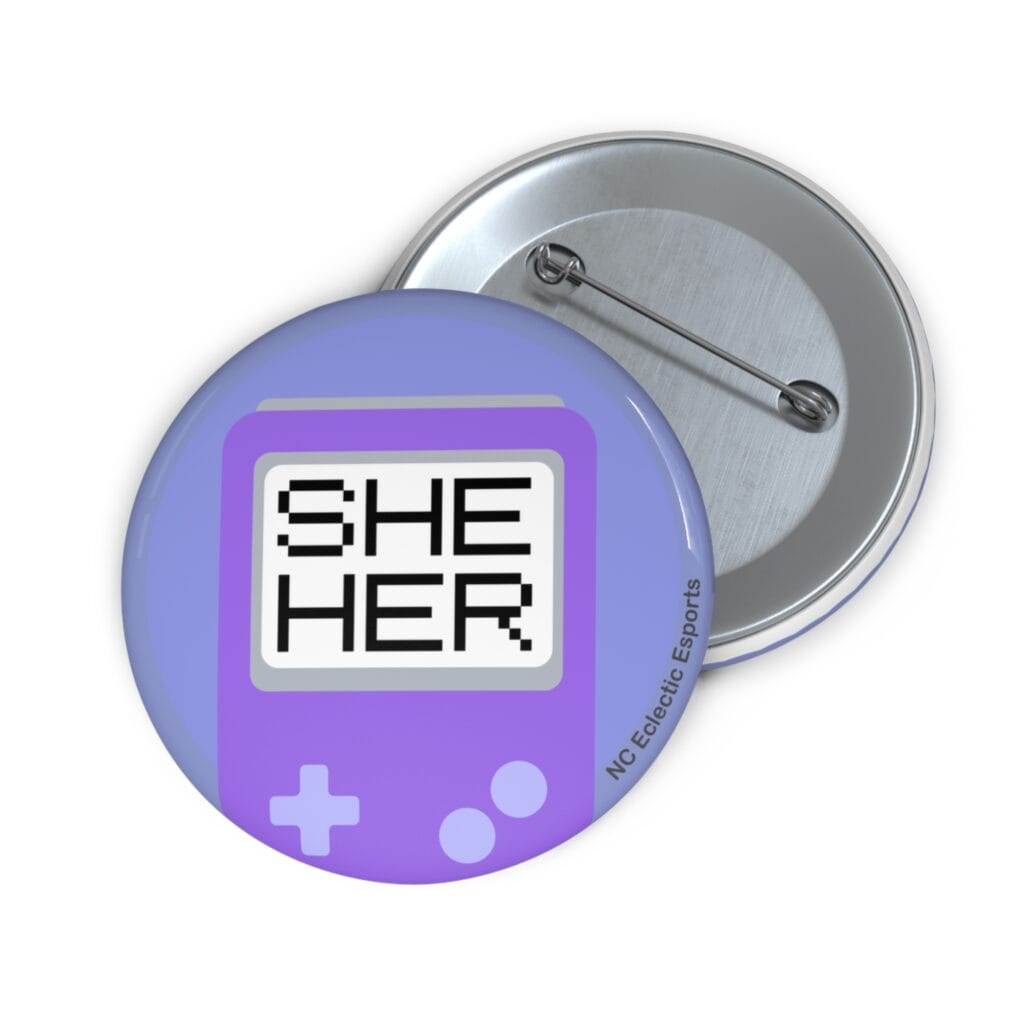 Gamer Pronoun Button - She/Her - Purple