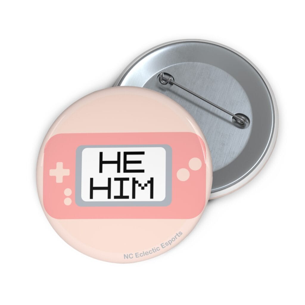 Gamer Pronoun Button - He/Him - Pink
