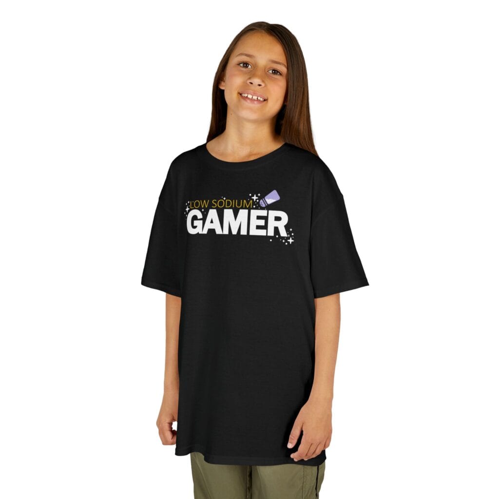 Low Sodium Gamer - Funny Video Game Typography – Kids T-Shirt